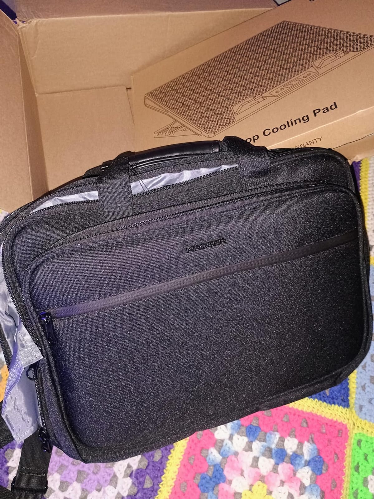 KROSER Laptop Bag Expandable Briefcase Computer Bag 17.3 Inch Black customer photo 2