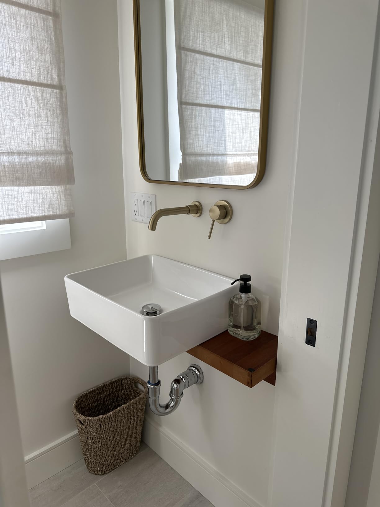 KES 20 Inch Low Profile Vessel Sink, Large Rectangular White Ceramic Bathroom Sink Above Counter, Shallow Countertop Vanity Sink for Modern Farmhouse Antique Dresser Vanity, No Overflow, BVS123S50 customer photo 2