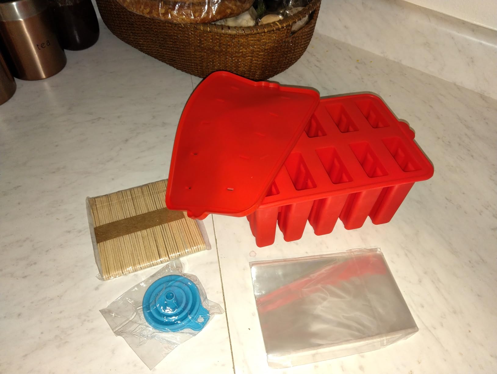 Silicone Popsicles Molds,10 Cavity Homemade Popsicle Molds DIY Ice Pop Molds for Kids & Adults Food Grade BPA-Free with Popsicle Maker Sticks Popsicles Bags A Funnel (Red) customer photo 2