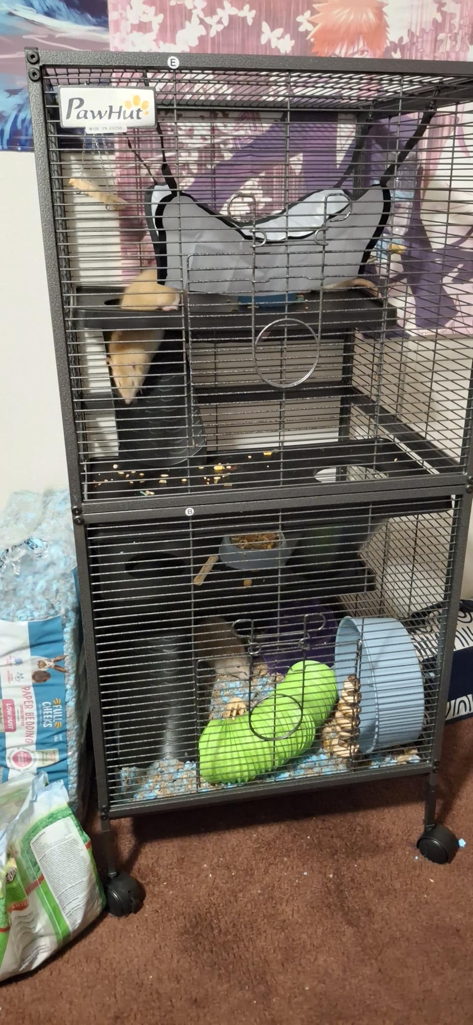 PawHut Metal Small Animal Cage, 5-Tiers Rolling Big Ferret Cage, Gray customer photo 1