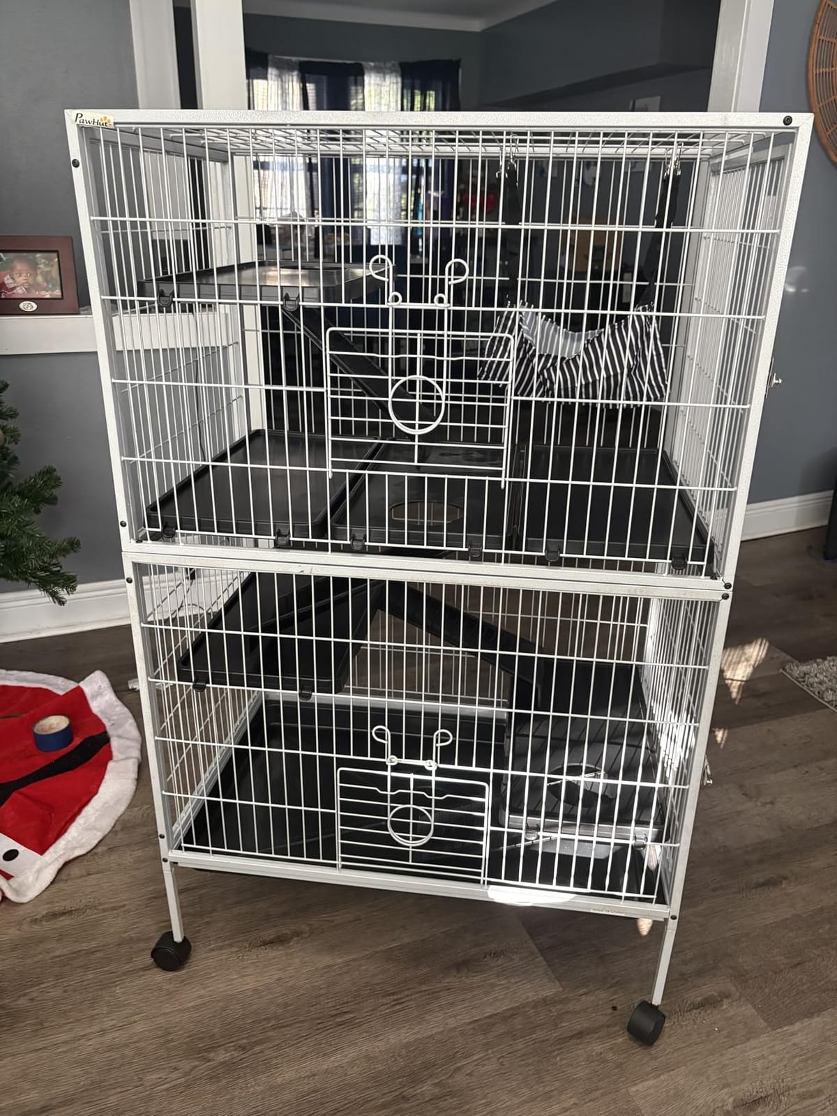 PawHut Metal Small Animal Cage, 5-Tiers Rolling Big Ferret Cage, Gray customer photo 2