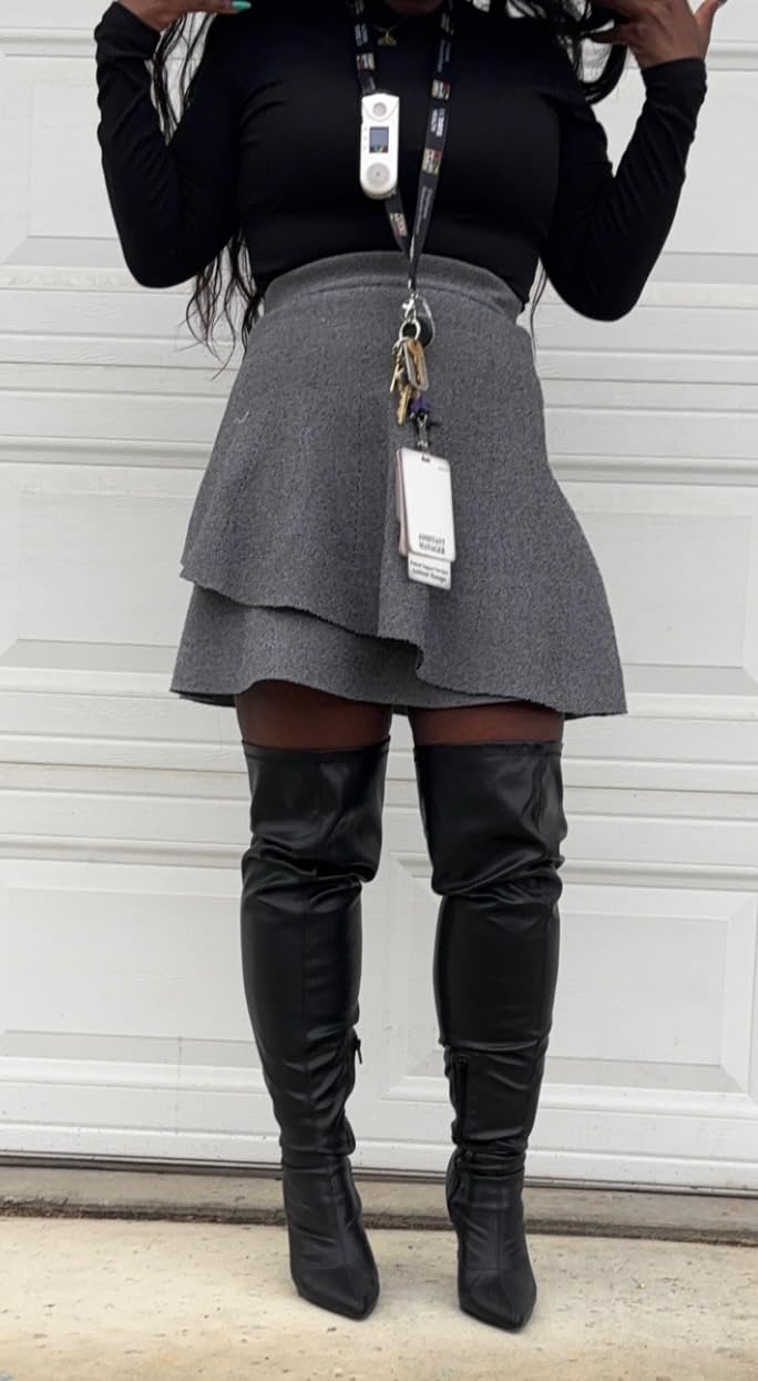 Liliana Women Faux Leather Pointy Toe Thigh High Single Sole Stiletto Boot customer photo 1