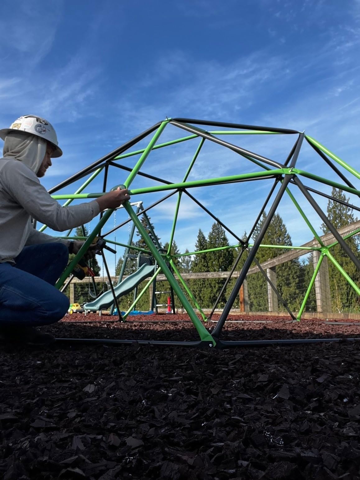 Lifetime 90951 Geometric Dome Climber Jungle Gym, 5.5' High x 11' Wide, Mantis Green & Bronze, 66-Inch customer photo 2
