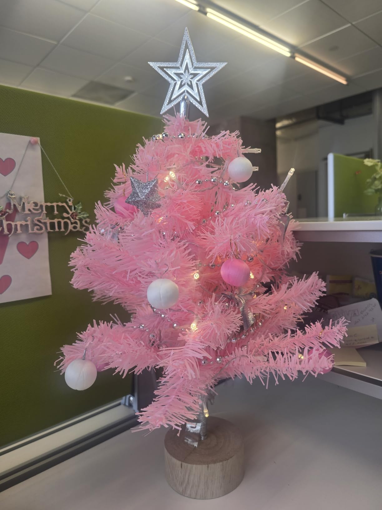 Juegoal 24 Inch Mini Christmas Tree Set, Table Top Artificial Christmas Trees with 50 LED Lights, Ornaments and Red Berries, Best DIY Christmas Decorations customer photo 2