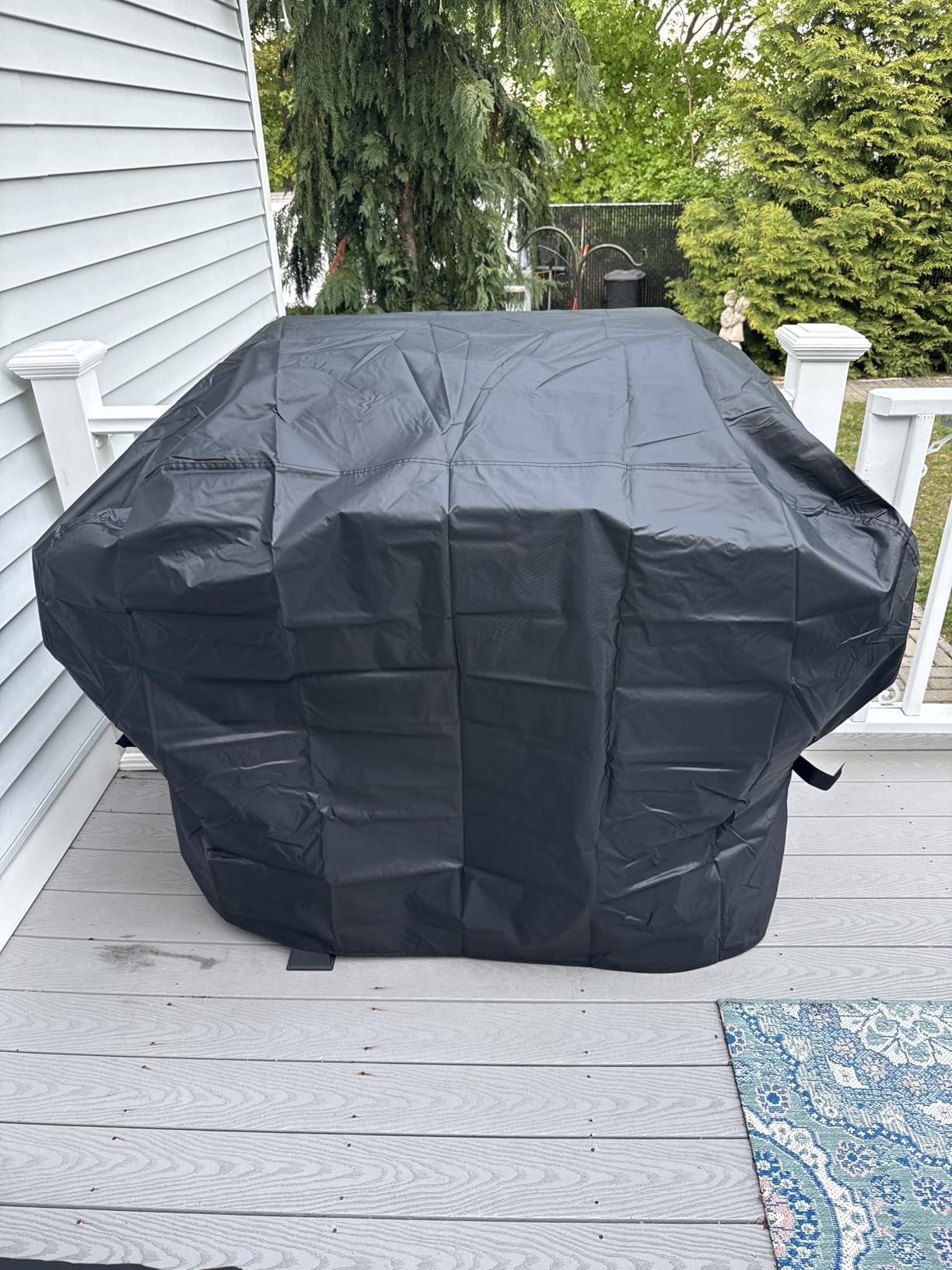 Grill Cover, 58 inch BBQ Gas Grill Cover for Outdoor Grill, Waterproof, Anti-UV, Rip-Proof, Fade Resistant Material, Barbecue Cover with Hook-and-Loop Straps & Adjustable Hem Drawstring, Black customer photo 1