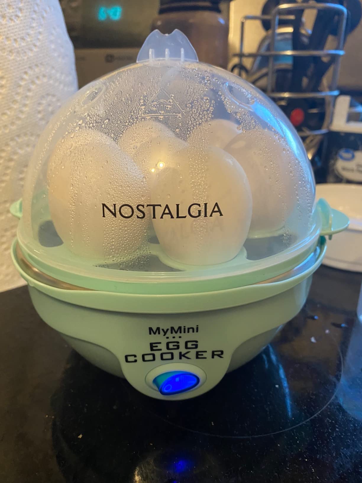 Nostalgia Retro Electric Large Hard-Boiled Egg Cooker, 7 Capacity, Poached, Scrambled, Omelets, Whites, Sandwiches, for Keto & Low-Carb Diets, Aqua customer photo 1