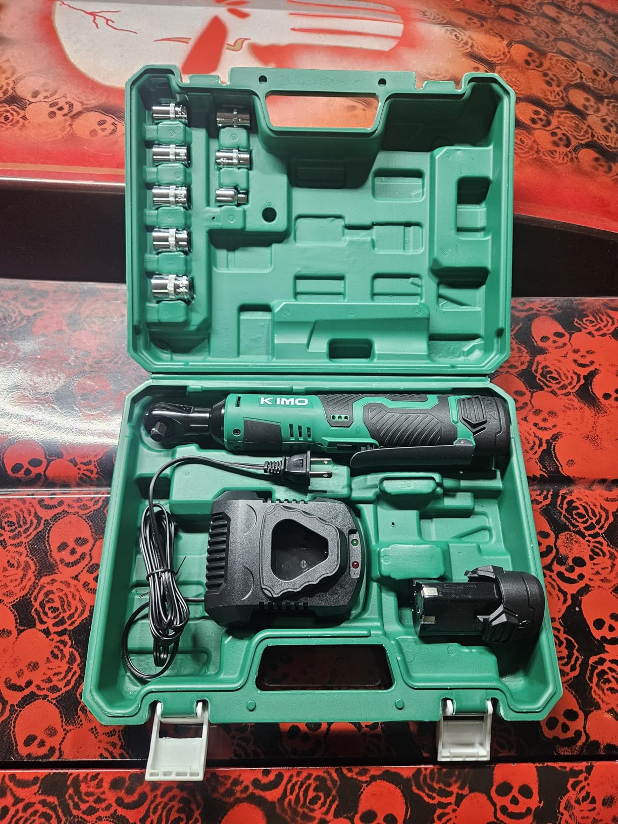 KIMO 3/8 Cordless Electric Ratchet Wrench, 40Ft-lbs, 400RPM Variable Speed customer photo 2