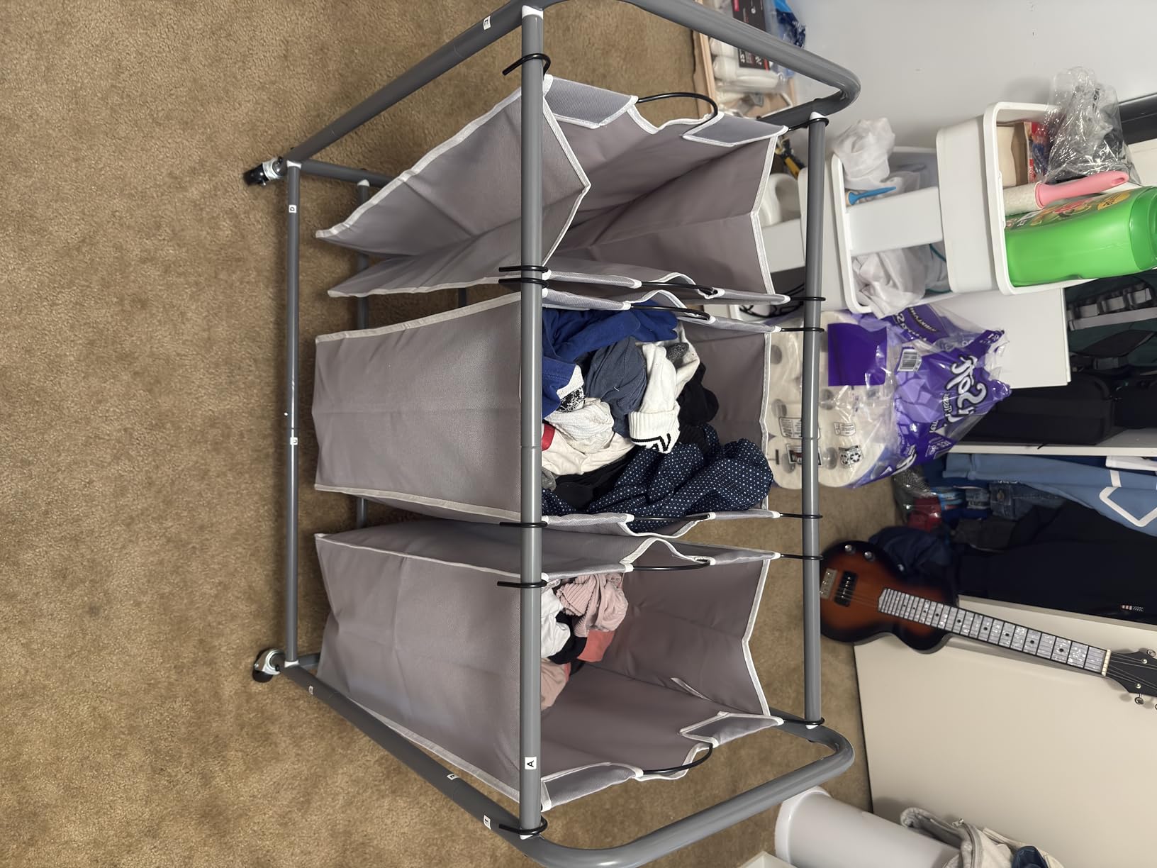 STORAGE MANIAC Laundry Sorter 4 Section, 47.5 Gal (180 L) Laundry Hamper with Wheels, Clothes Divider Basket Sorter, Separator Hamper Cart with Removable Bags, Gray customer photo 2