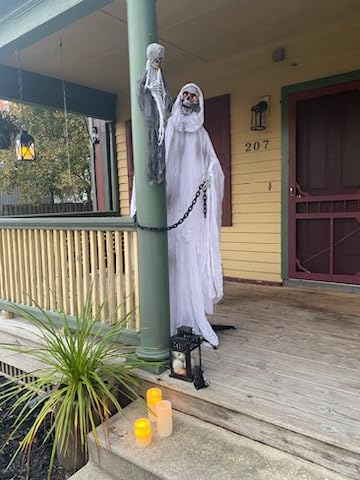 Haunted Hill Farm Life-Size Scary Grim Reaper with Chain, Halloween Animatronic with Touch Activated Lights and Sounds, Battery Operated Indoor or Covered Outdoor Halloween Decorations, Halloween Prop customer photo 1