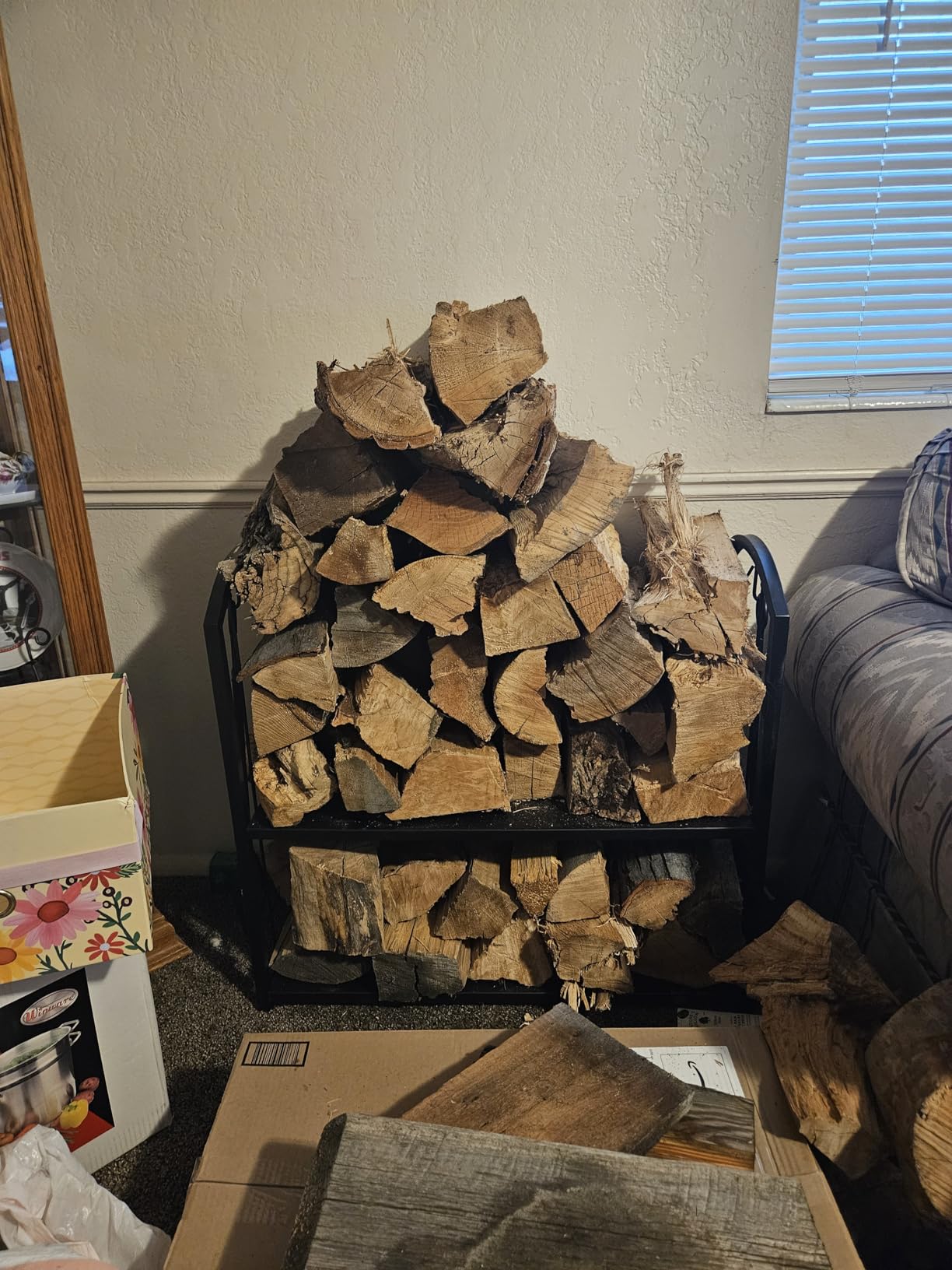Fire Beauty Fireplace Firewood Log Rack 5-Piece Storage Logs Holder with Tools Set with 4 Tools Set Fireside Holders Wood Lumber Storage Stacking Black customer photo 1