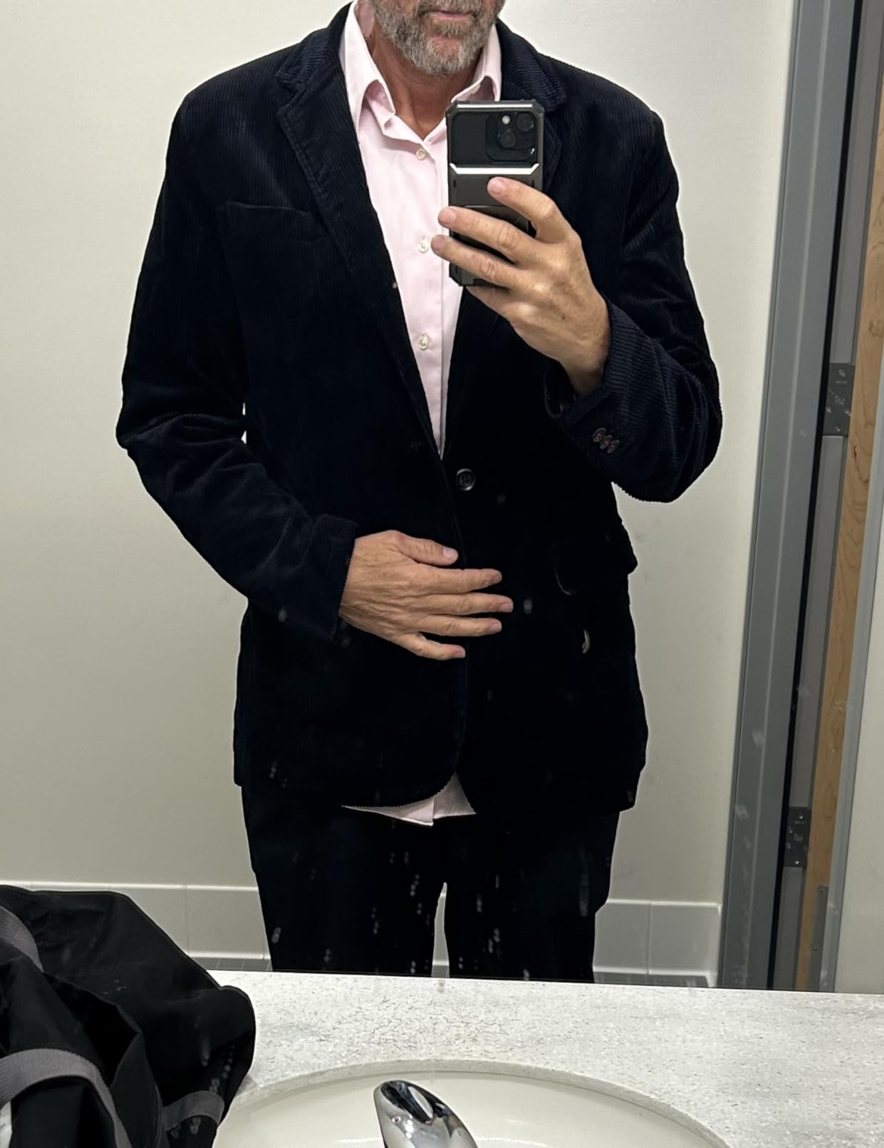 chouyatou Men's Vintage Casual Work Wear Corduroy Suit Blazer Jacket Sport Coat customer photo 2