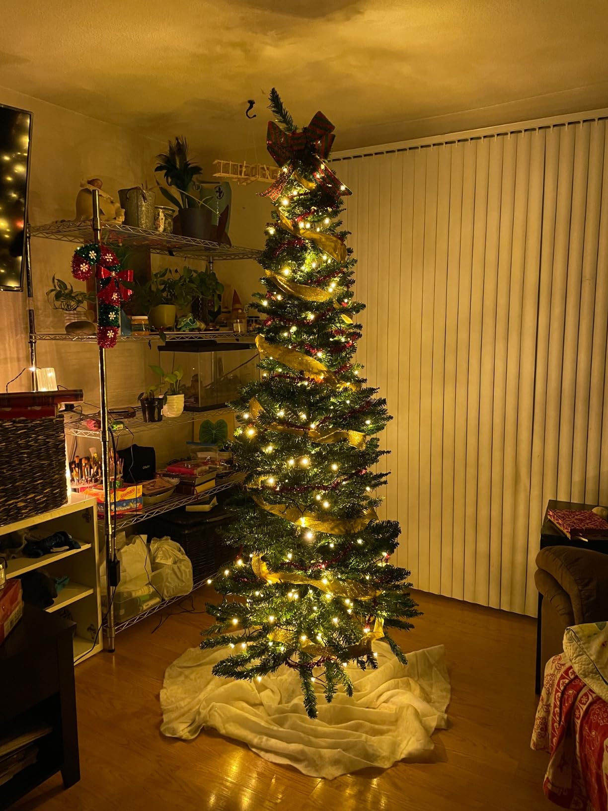 Artificial Pencil Christmas Tree, Premium Hinged Pine Tree with Solid Metal Legs, Perfect for Home, Shops and Holiday Decoration, Green (7FT) customer photo 1
