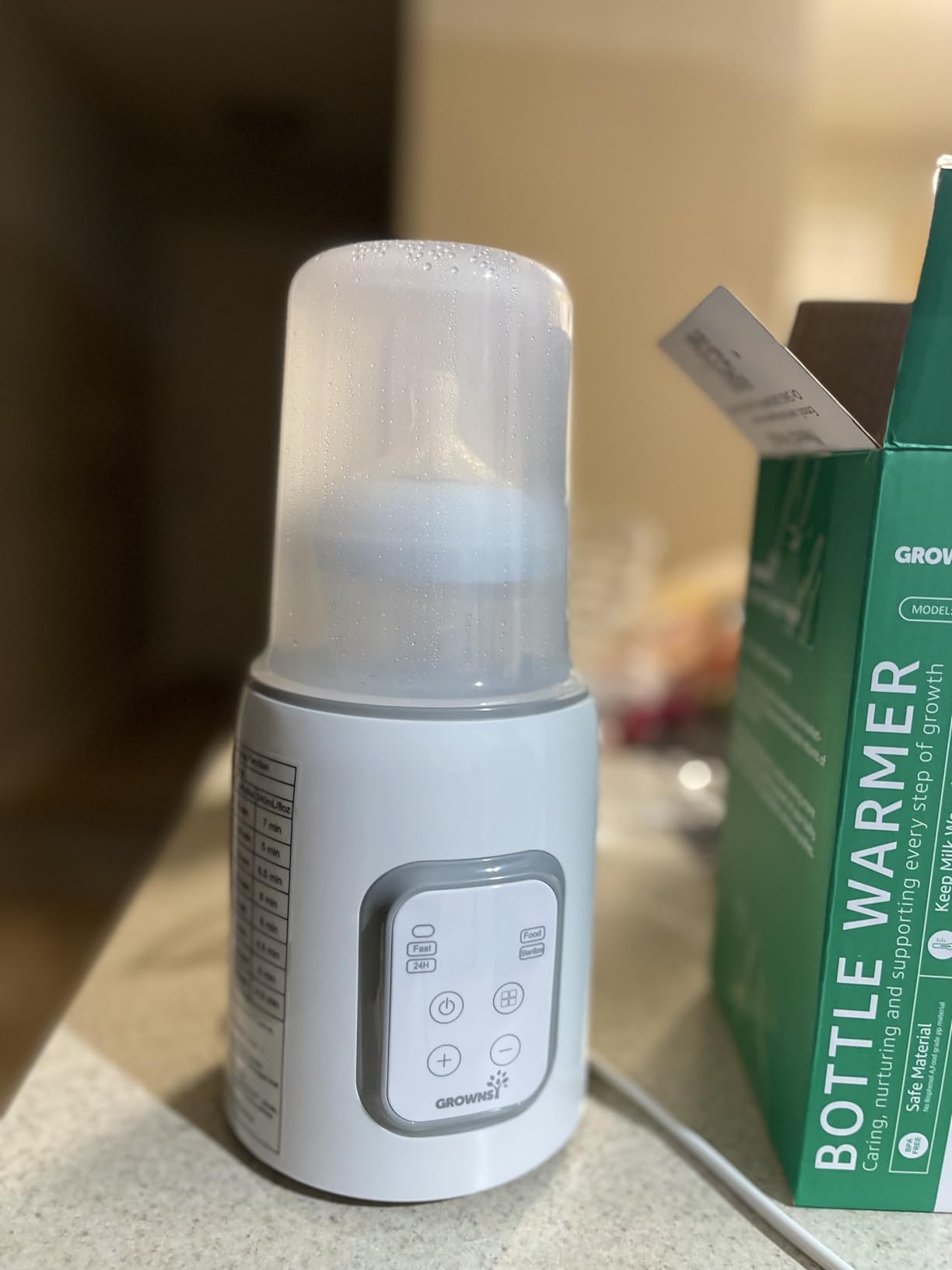 Grownsy 8-in-1 OG Fast Bottle Warmer with Timer, Gray customer photo 2