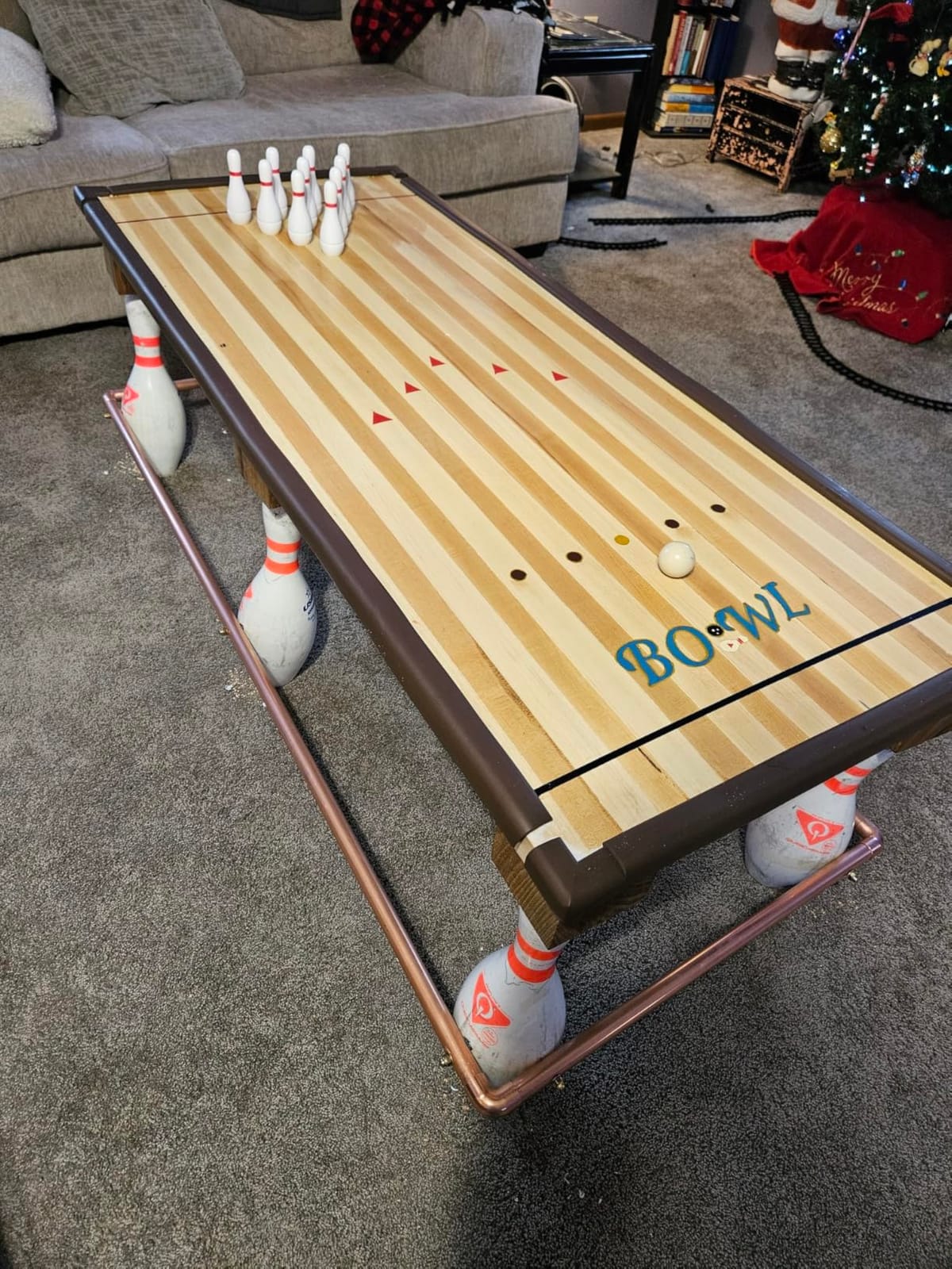 Tabletop Shuffleboard Bowling Pin Set Portable Shuffleboard Bowling Pin Game,Solid Wood Shuffleboard Bowling Curling Games- Easy Carry customer photo 1