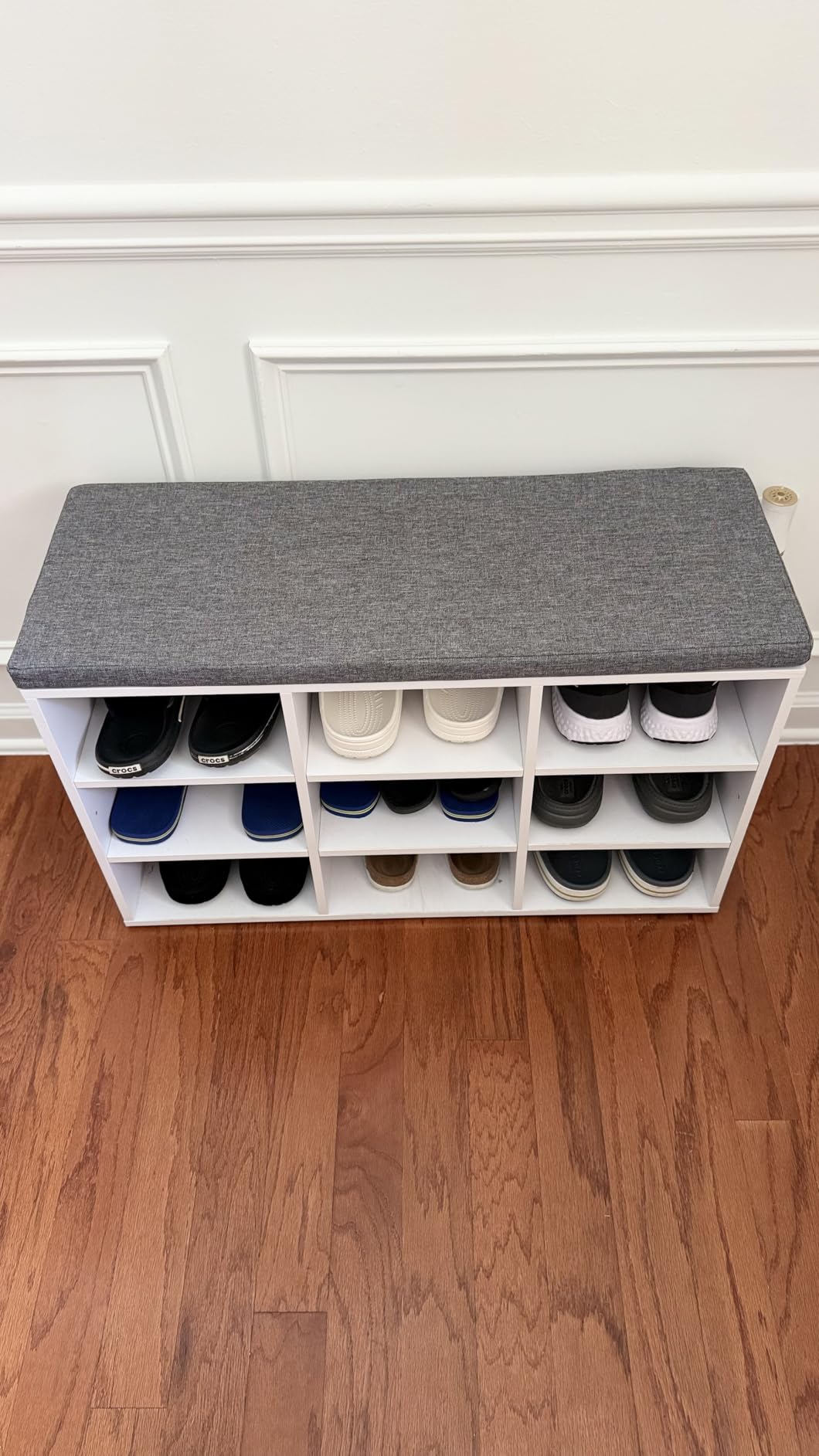 VASAGLE Shoe Bench with Cushion, 15 Compartments, 11.8 x 41.3 x 18.9 Inches customer photo 1
