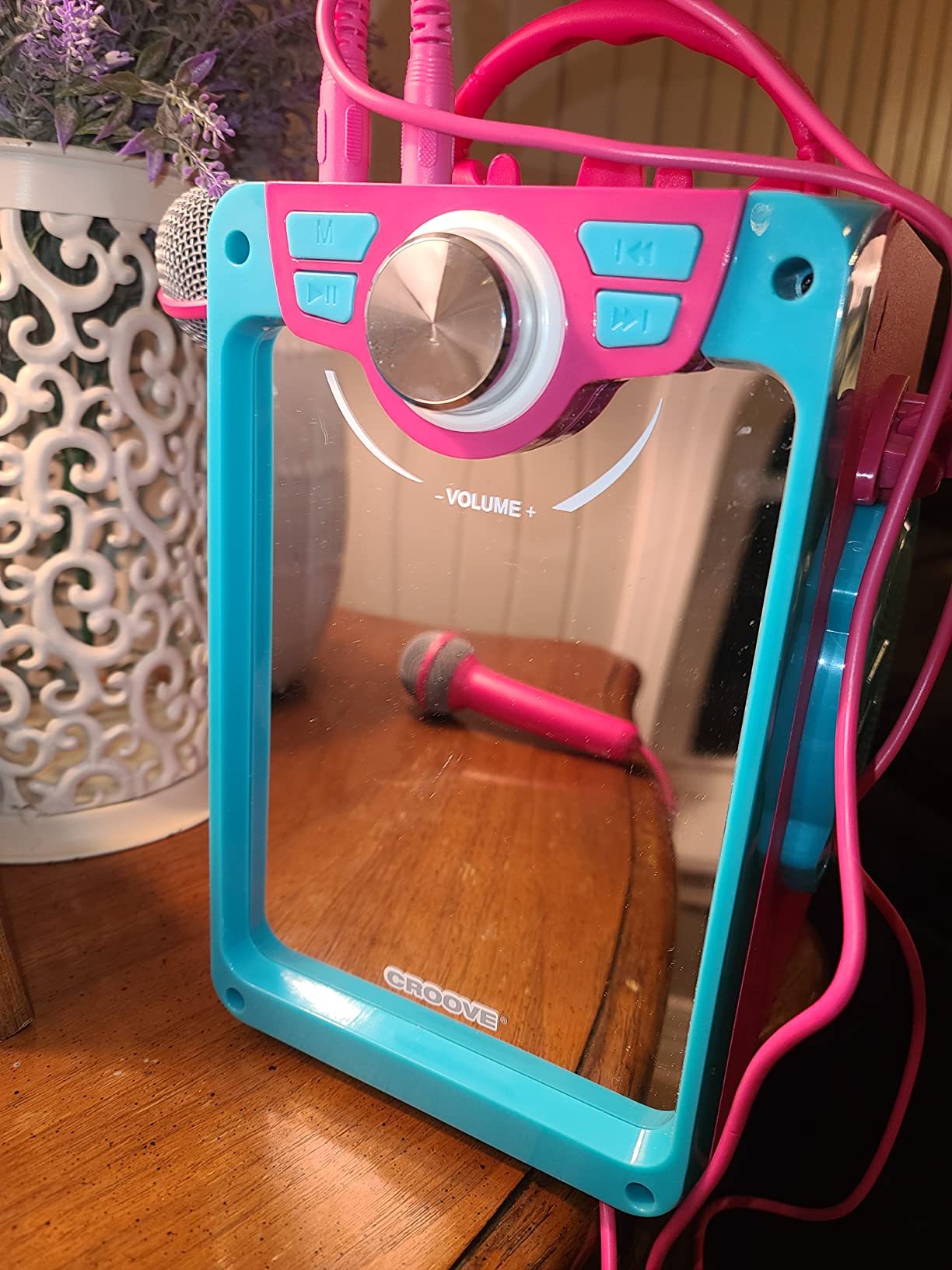 Rechargeable Pink Karaoke Machine, 2 Microphones, Bluetooth, Girls Ages 8+ customer photo 1