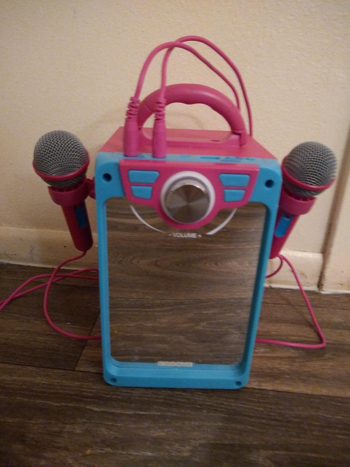 Rechargeable Pink Karaoke Machine, 2 Microphones, Bluetooth, Girls Ages 8+ customer photo 2