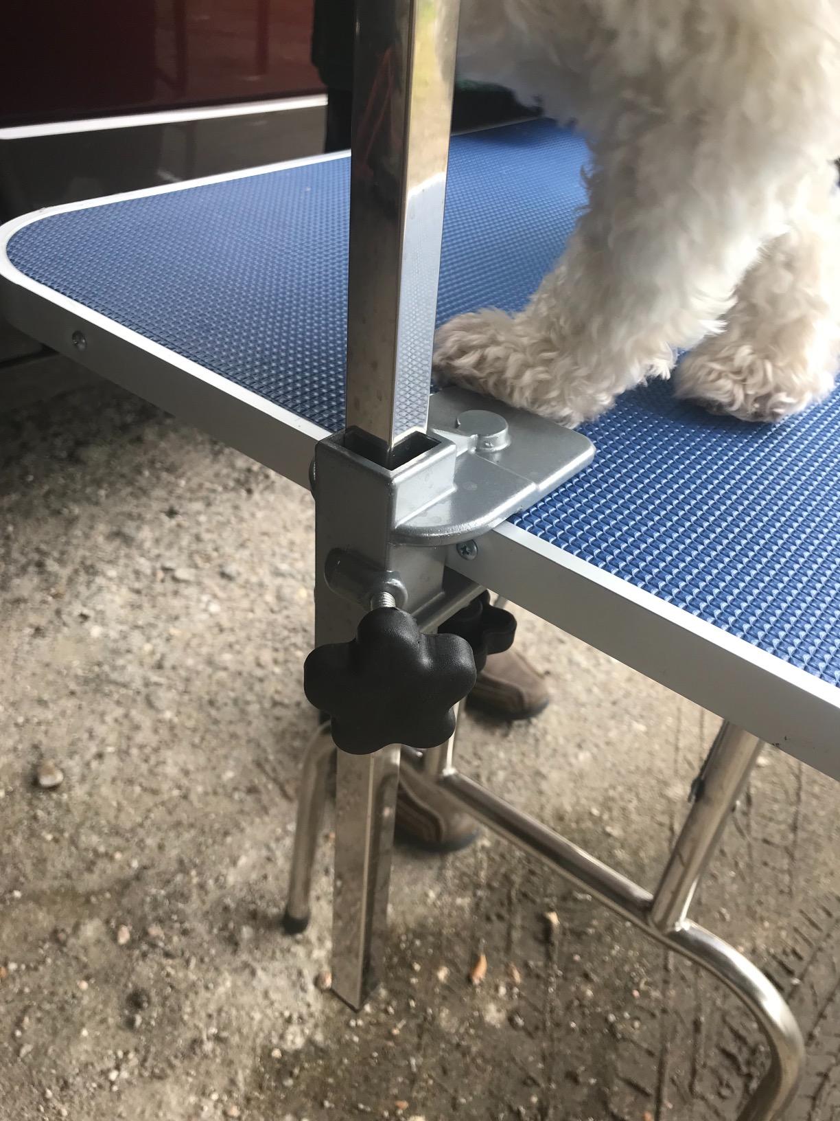 Bonnlo 32-inches Pet Grooming Table, Portable Dog Grooming Table with Arm Noose & Mesh Tray, Adjustable Foldable Pet Groom Table Stand for Dog Cat, Maximum Capacity Up to 330 LBS (32in) customer photo 1