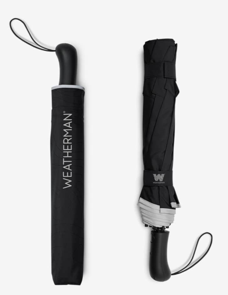 Weatherman Premium Collapsible Travel Umbrella - Windproof, Compact, Easy Auto Open - Resists Up to 55 MPH Winds - Perfect for Rain, Wind, Backpack, Car - Folding Umbrella (Black) customer photo 1