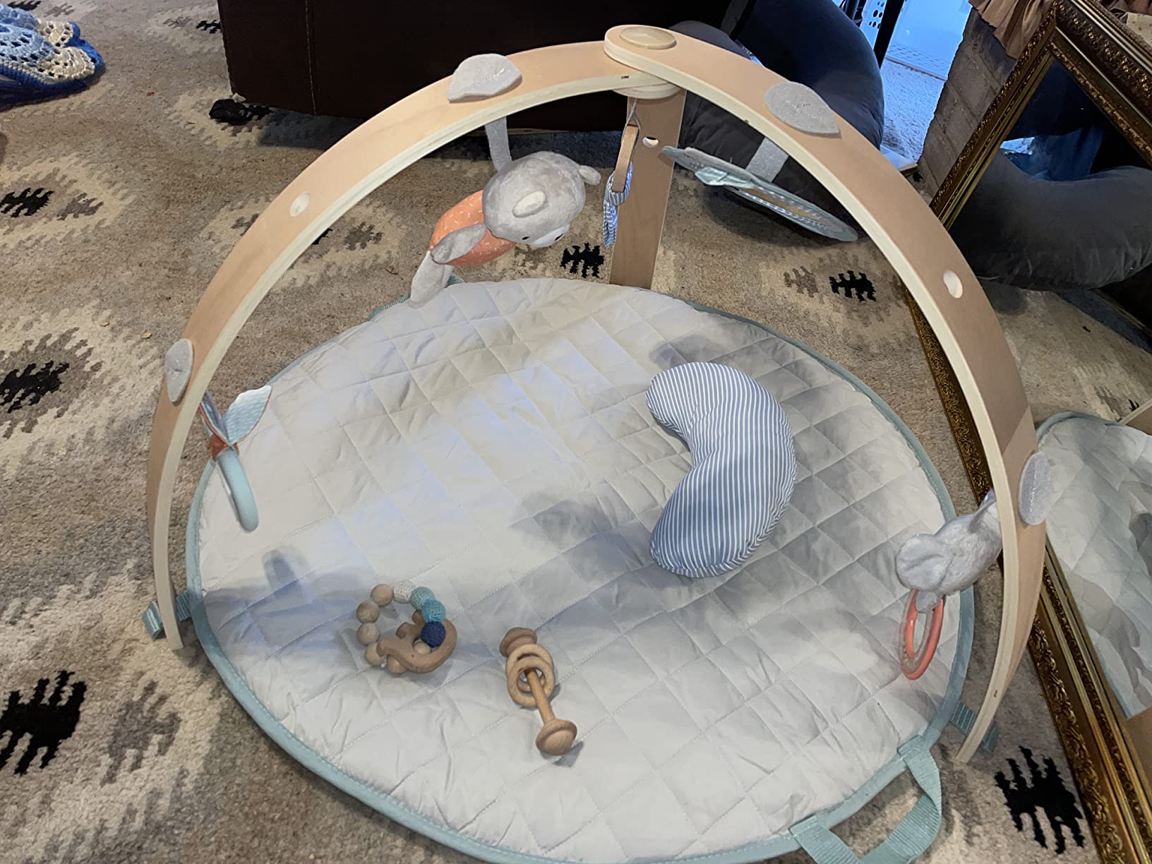 Ingenuity Cozy Spot Reversible Duvet Activity Gym & Play Mat with Wooden Toy bar - Loamy, Newborn and up customer photo 1