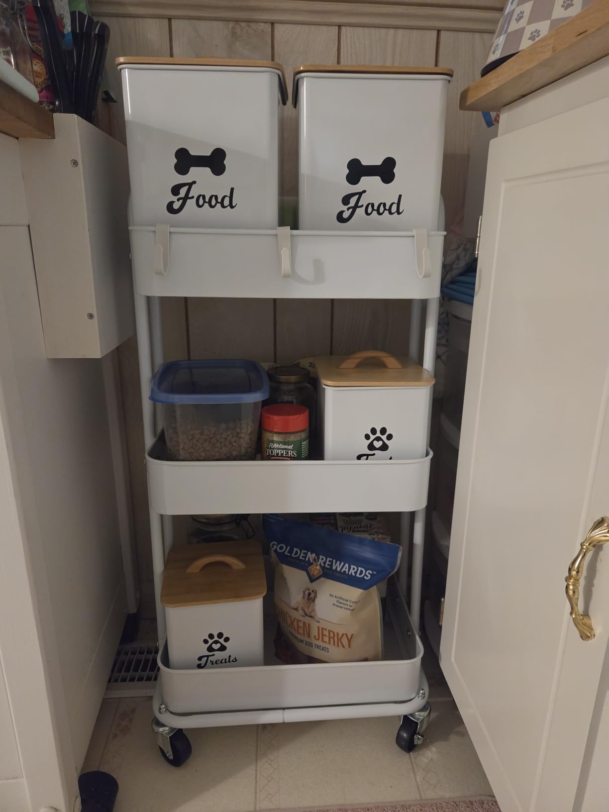 Simple Houseware 3-Tier Heavy Duty Metal Utility Rolling Cart, White customer photo 2