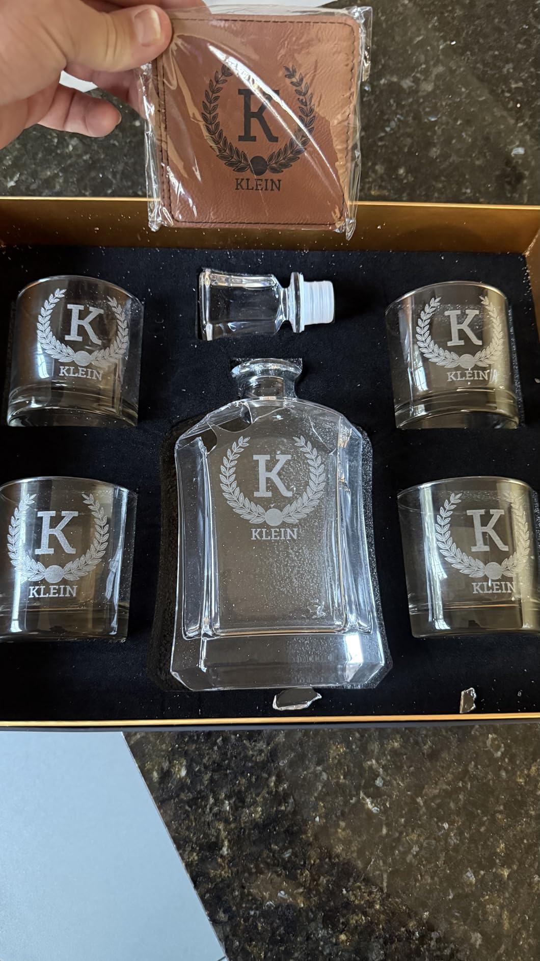 Personalized Whiskey Decanter Set, Whiskey Decanter Sets for Men, Customized Gifts for Men, Whisky Decanter Sets, Bourbon Decanter Set, Engraved Custom Scotch Glasses Liquor Lovers for Christmas customer photo 2