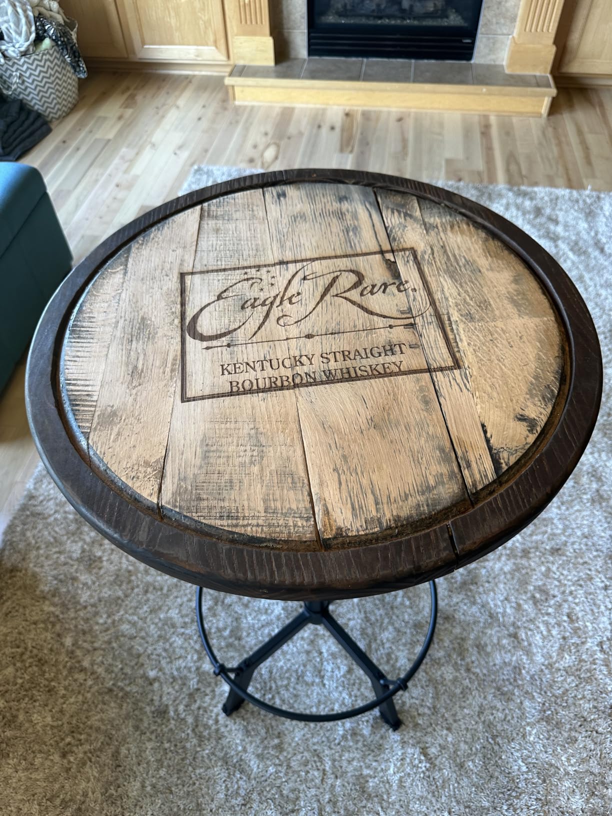 LOKKHAN 33.5-39.4 Inch Tall Industrial Bar Table-Adjustable Bar Height Bistro Whiskey Pub Table-23.7