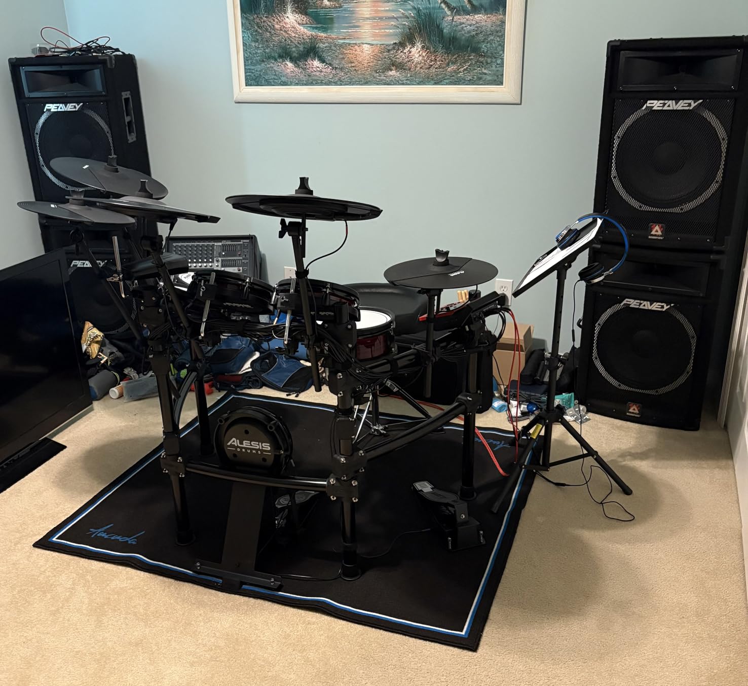 Aucuda Drum Rug Mat Non Slip 4x6 ft for Electric Set, Black Drumming Carpet customer photo 2