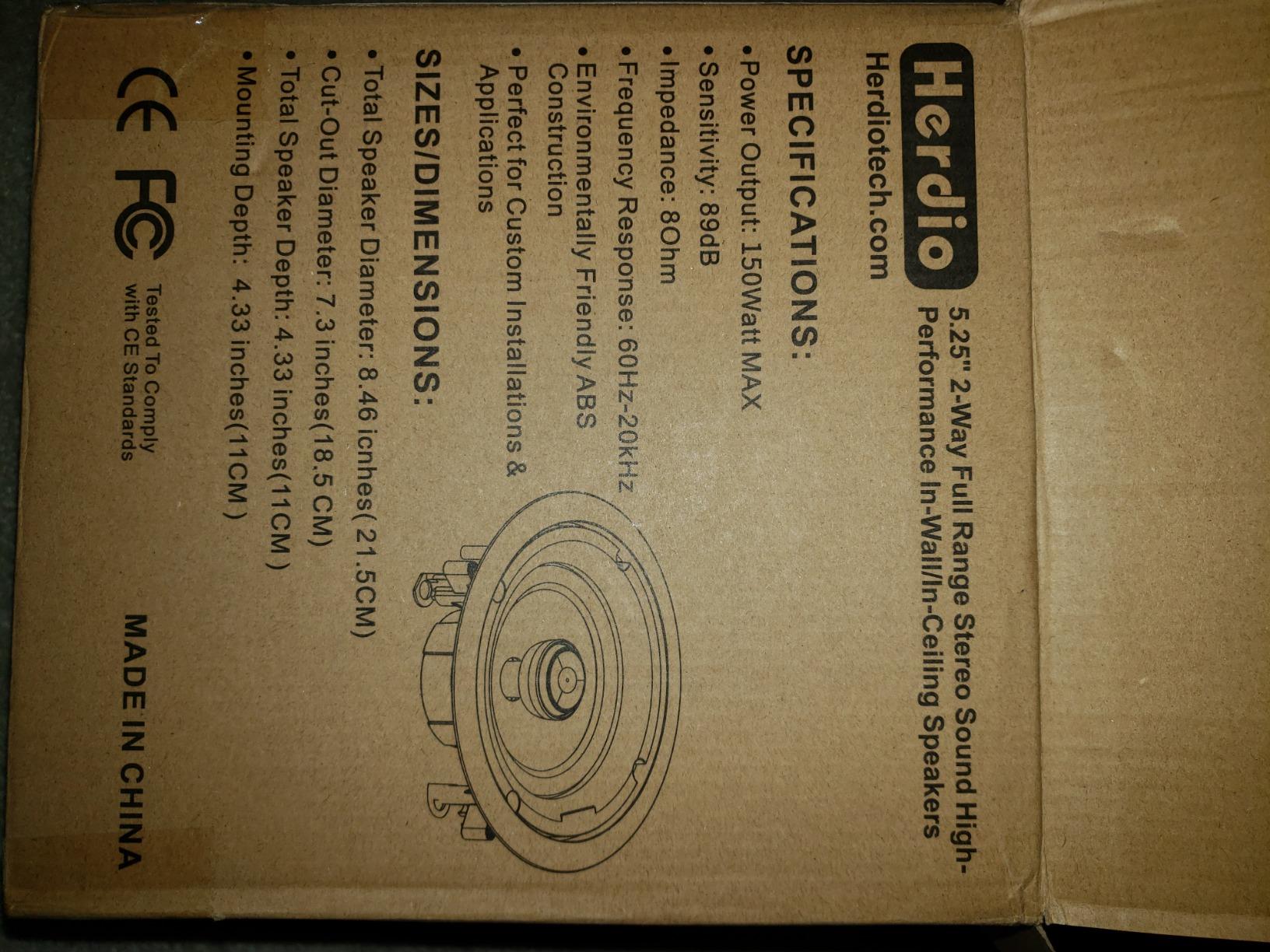 Herdio 5.25 Inch Bluetooth Ceiling Speakers Home Recessed Speaker System 300 Watts Suitable for Humid,Kitchen,Bedroom,Bathroom,Covered Patio (A Pair) customer photo 1