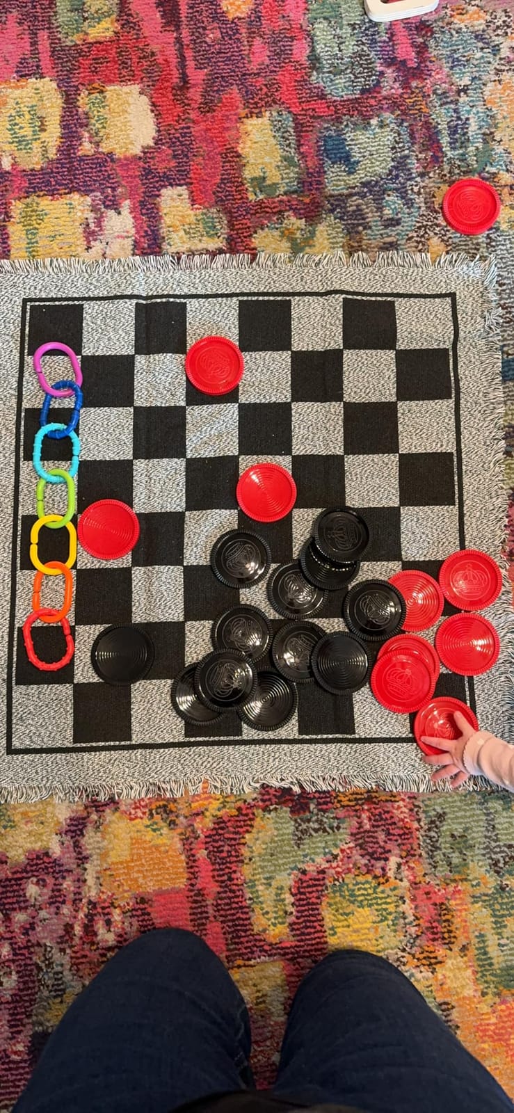 Yuanhe Gaint Checkers Game Set - Large 3 in 1 Checkers Including Tic Tac Toe with Reversible Rug, Calssic Indoor Outdoor Yard Games for Family customer photo 2