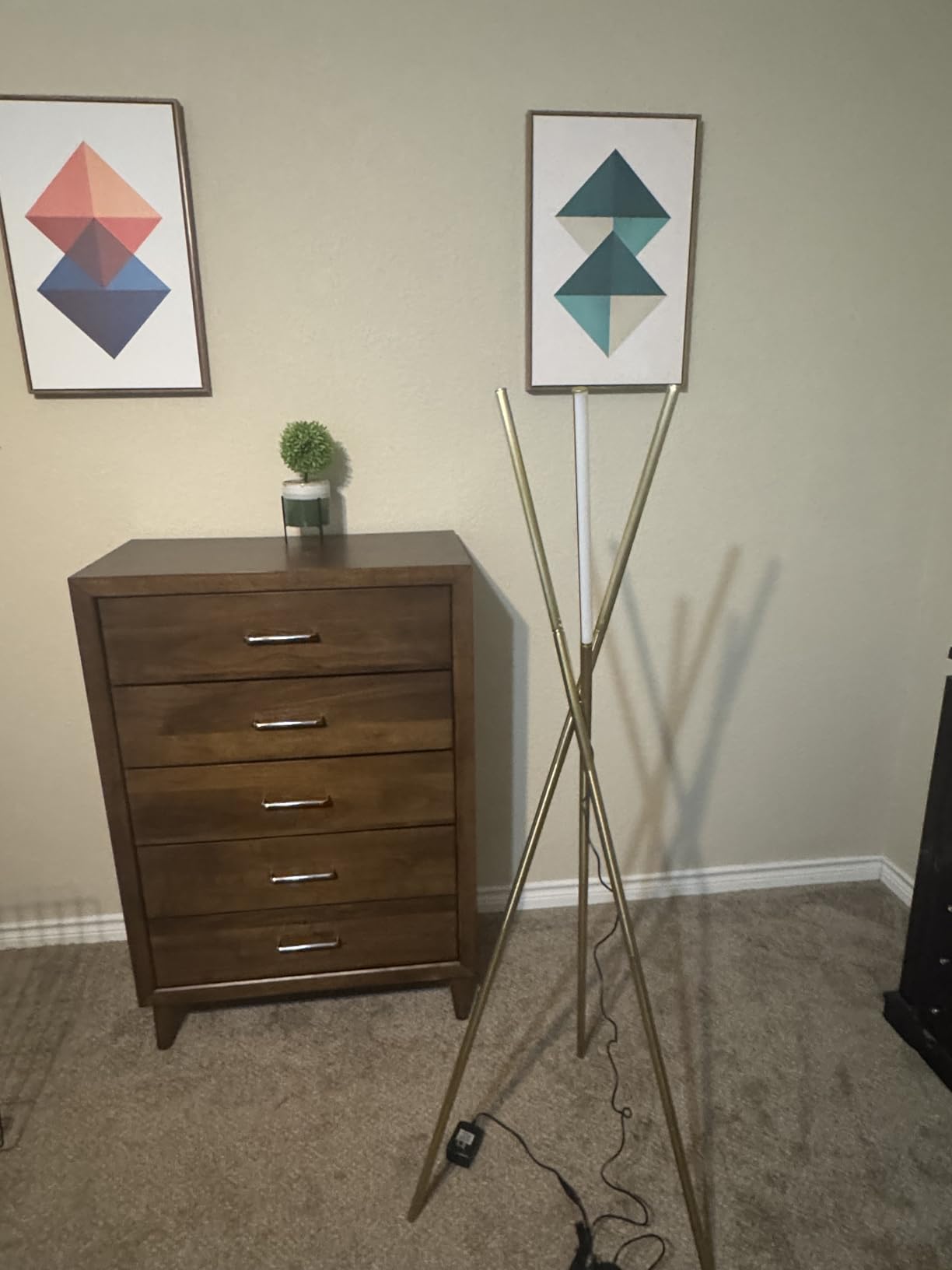 Brightech Stix LED Tripod Floor Lamp for Living Room - Dimmable Modern Standing Lamp, with 3 Lights for Bedroom - Contemporary Office Lighting- Gold / Antique Brass customer photo 1