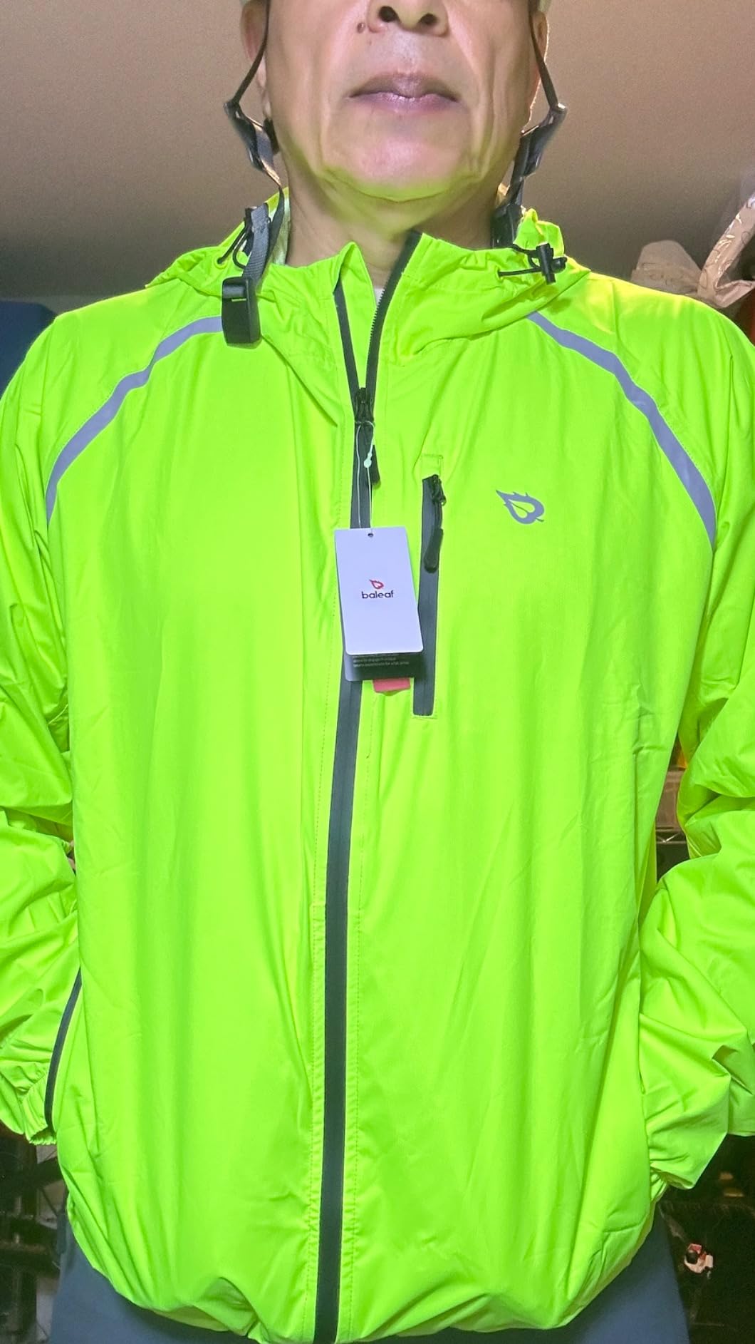 baleaf Men's Rain Jacket Waterproof Hood Lightweight Reflective Packable customer photo 1