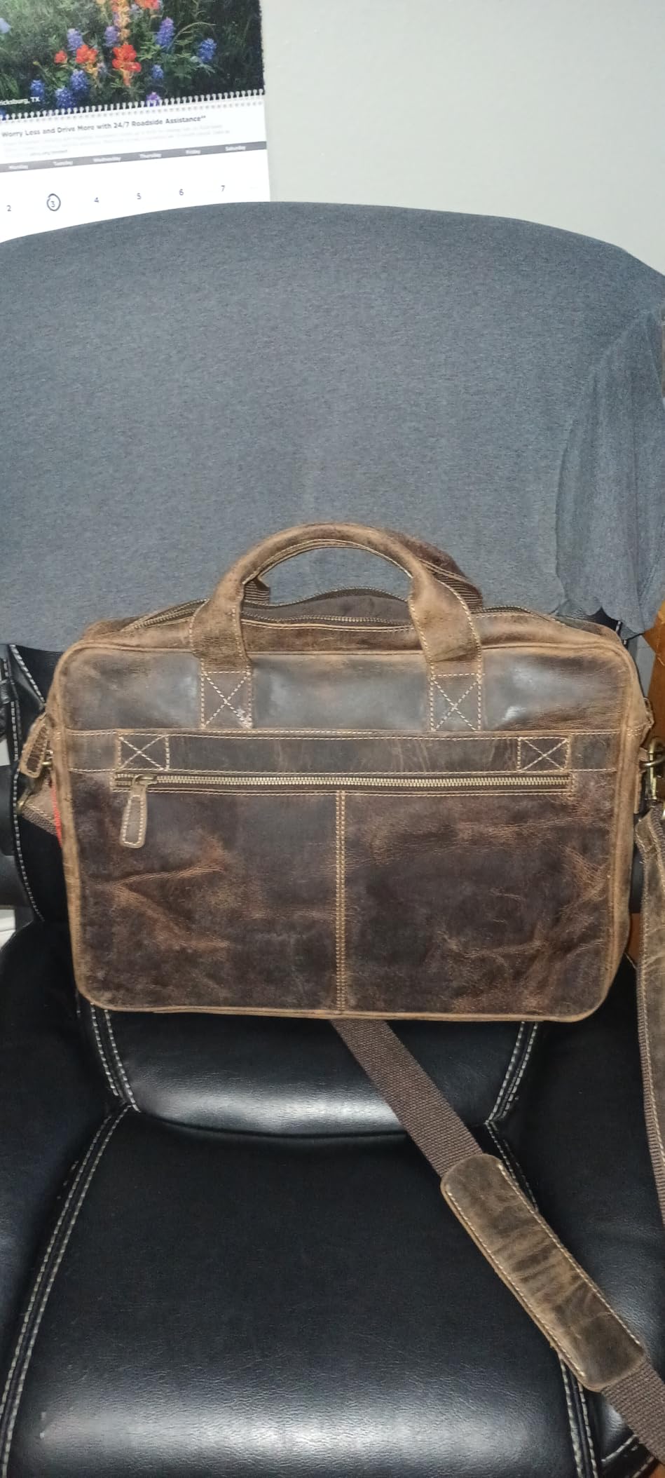KomalC leather briefcase 16 inch laptop messenger bag satchel for men women customer photo 1