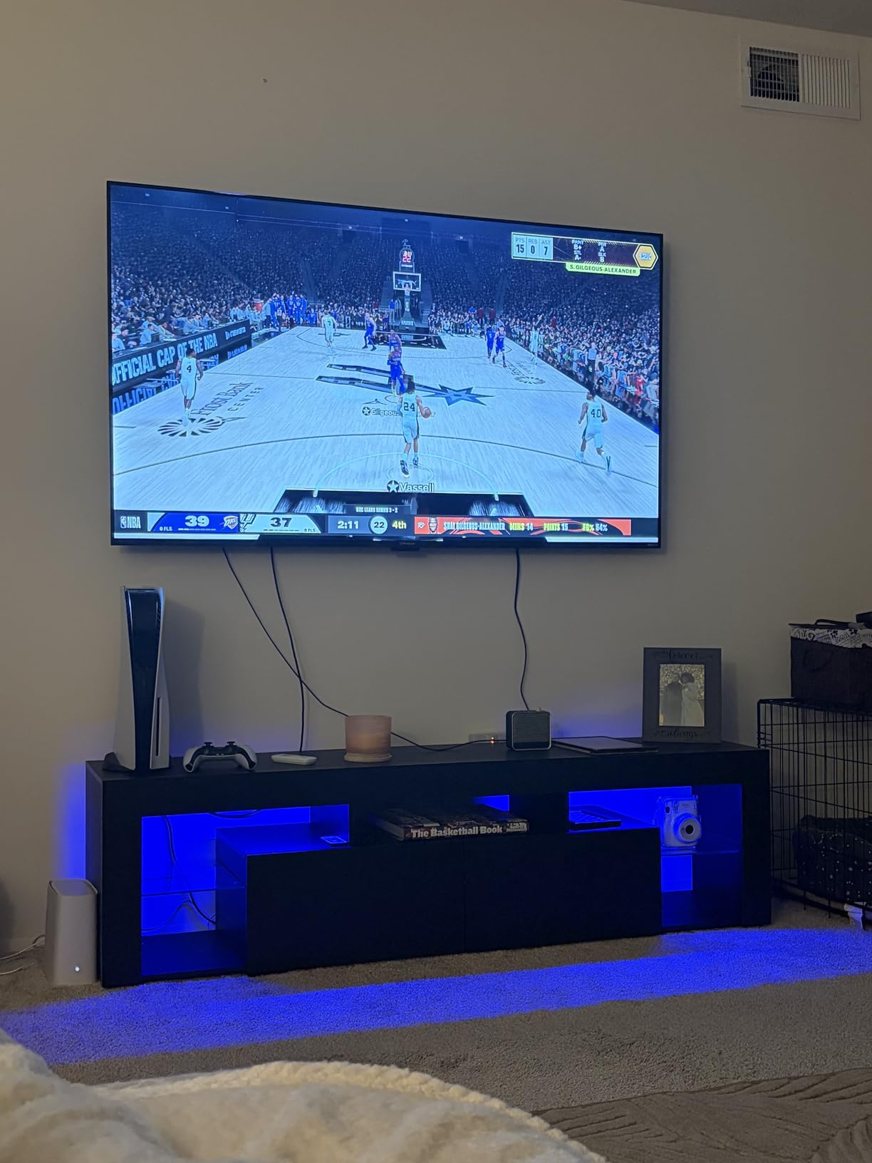 WLIVE 63 Inch TV Stand for 55/65/70 Inch TVs, Modern Entertainment Center with 20 LED Lights & 2 Large Storage Drawers, Media Console Table, Gaming Television Stands for Living Room, Bedroom, Black customer photo 2