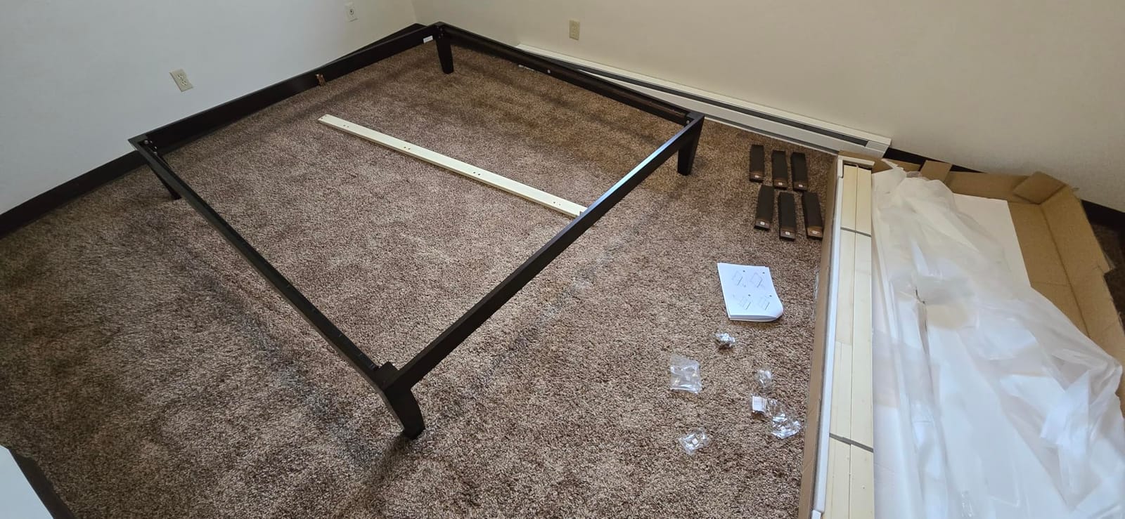 GIANTEX 14 Inch Queen Wood Platform Bed Frame, Minimalist Style Mattress Foundation with Solid Rubber Wood, Heavy Duty Slat Support, Without Headboard, Easy Assembly, No Box Spring Needed, Espresso customer photo 1