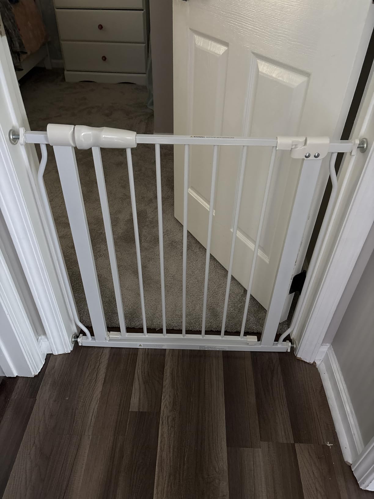 BalanceFrom Easy Walk-Thru Safety Gate for Doorways and Stairways with Auto-Close/Hold-Open Features, 30-Inch Tall, Fits 29.1-33.8 Inch Openings, White customer photo 2