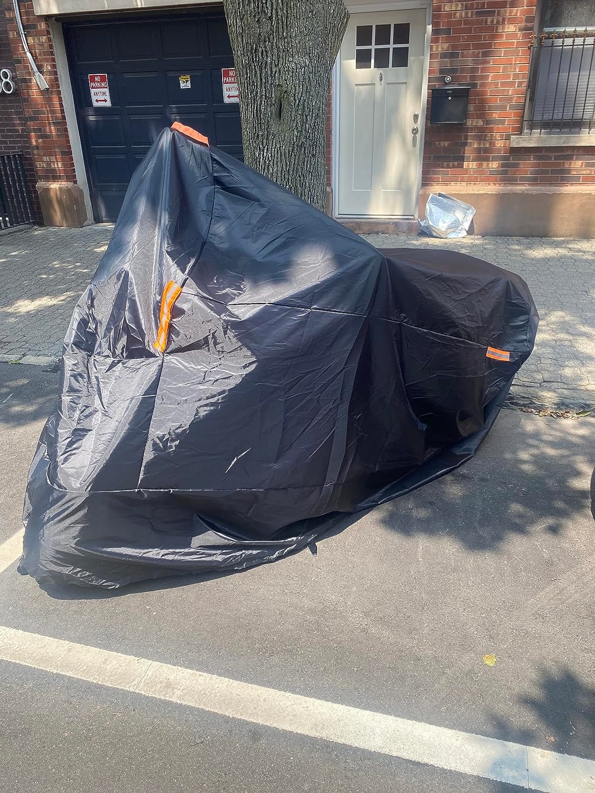 Puroma Motorcycle Cover Heavy Duty Scooter Cover Waterproof Outdoor All Season Universal Weather Quality Protection with Night Reflective, Lock Holes and Storage Bag Fits up to 105