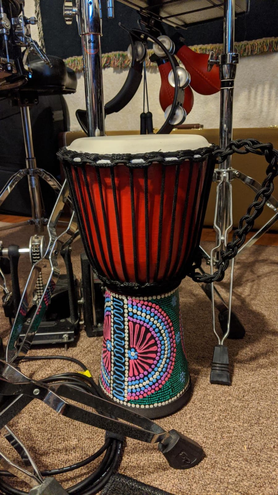 Kmise Djembe African Hand Drum Mahogany Standard Goat Skin Drumhead (6 inch) customer photo 2