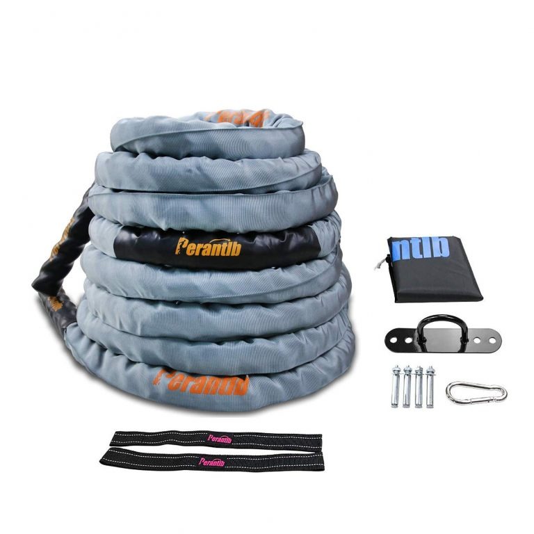 Perantlb Poly Battle Rope with Cloth Sleeve -1.25/1.5/2 Inch Diameter 30' 40' 50' Lengths -Gym Muscle Toning Metabolic Workout Fitness, Battle Ropes for Home Gym customer photo 1