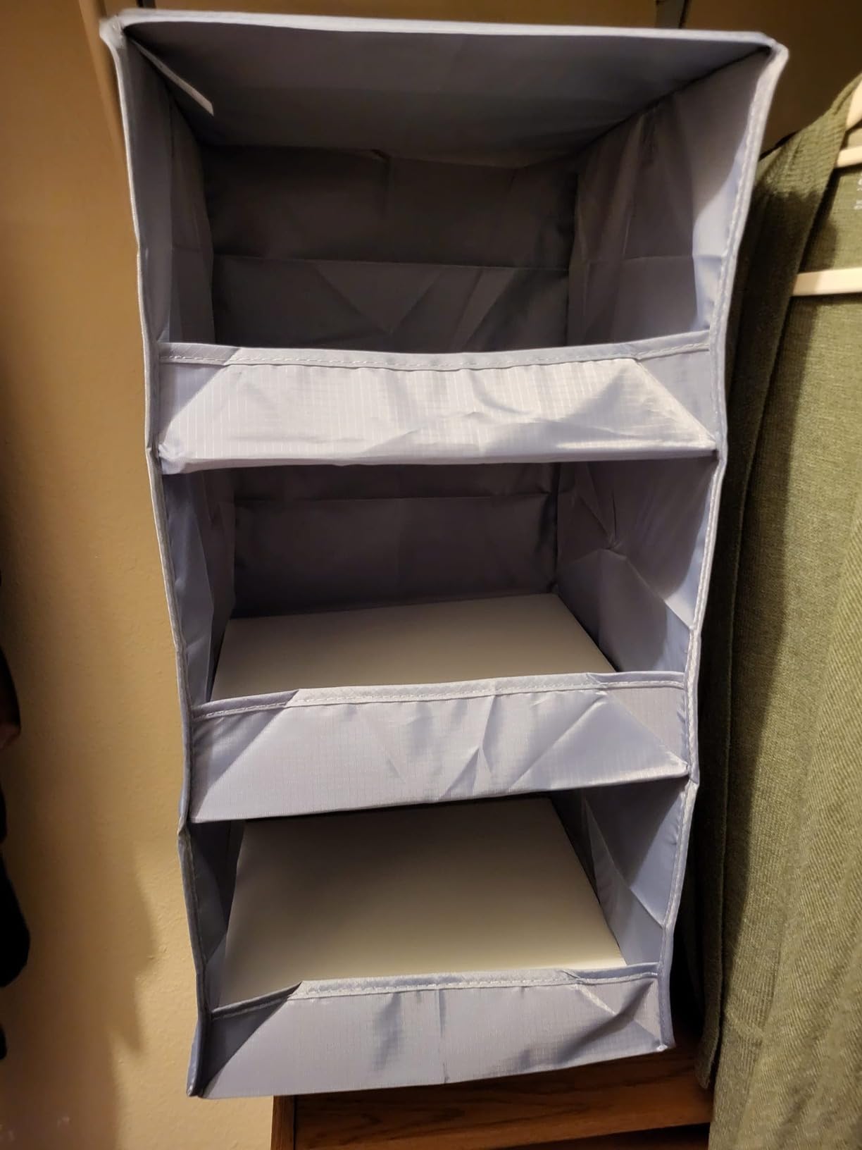 GRANNY SAYS 3-Shelf Hanging Closet Organizer, Foldable Storage, Gray customer photo 2