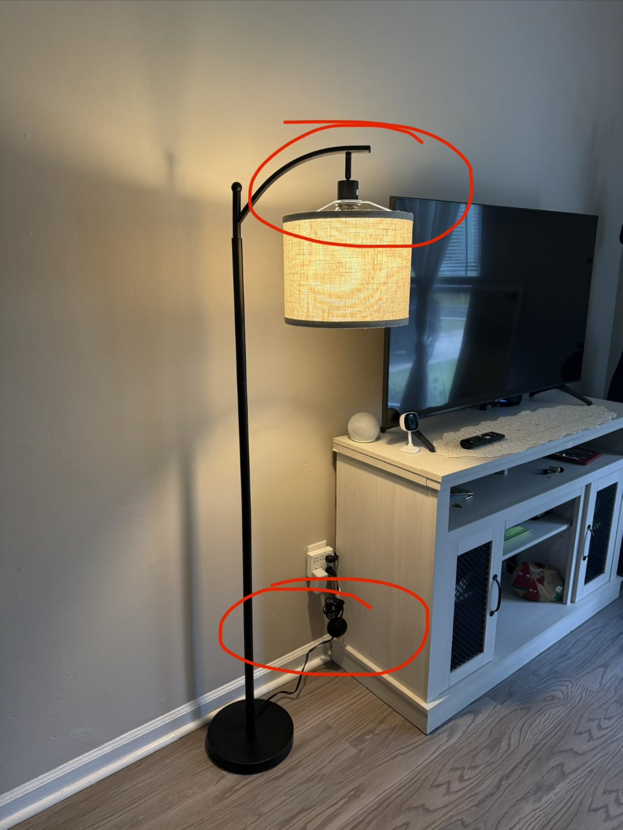 ROTTOGOON Floor Lamp for Living Room with 3 Color Temperatures LED Bulb, Standing Lamp Tall Industrial Floor Lamp Reading for Bedroom, Office (9W LED Bulb, Beige Lampshade Included) -Black customer photo 1