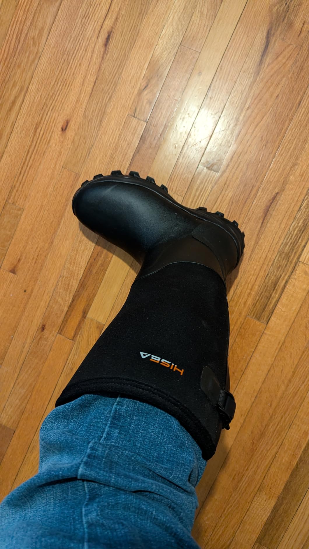 HISEA Men's Rubber Hunting Boots, Neoprene Insulated Waterproof Work Boots | Tall Durable Rain Boots with Adjustable Calf, Anti-Slip Outdoor Gardening Farming Fishing Fishing Winter Mud Shoes customer photo 2