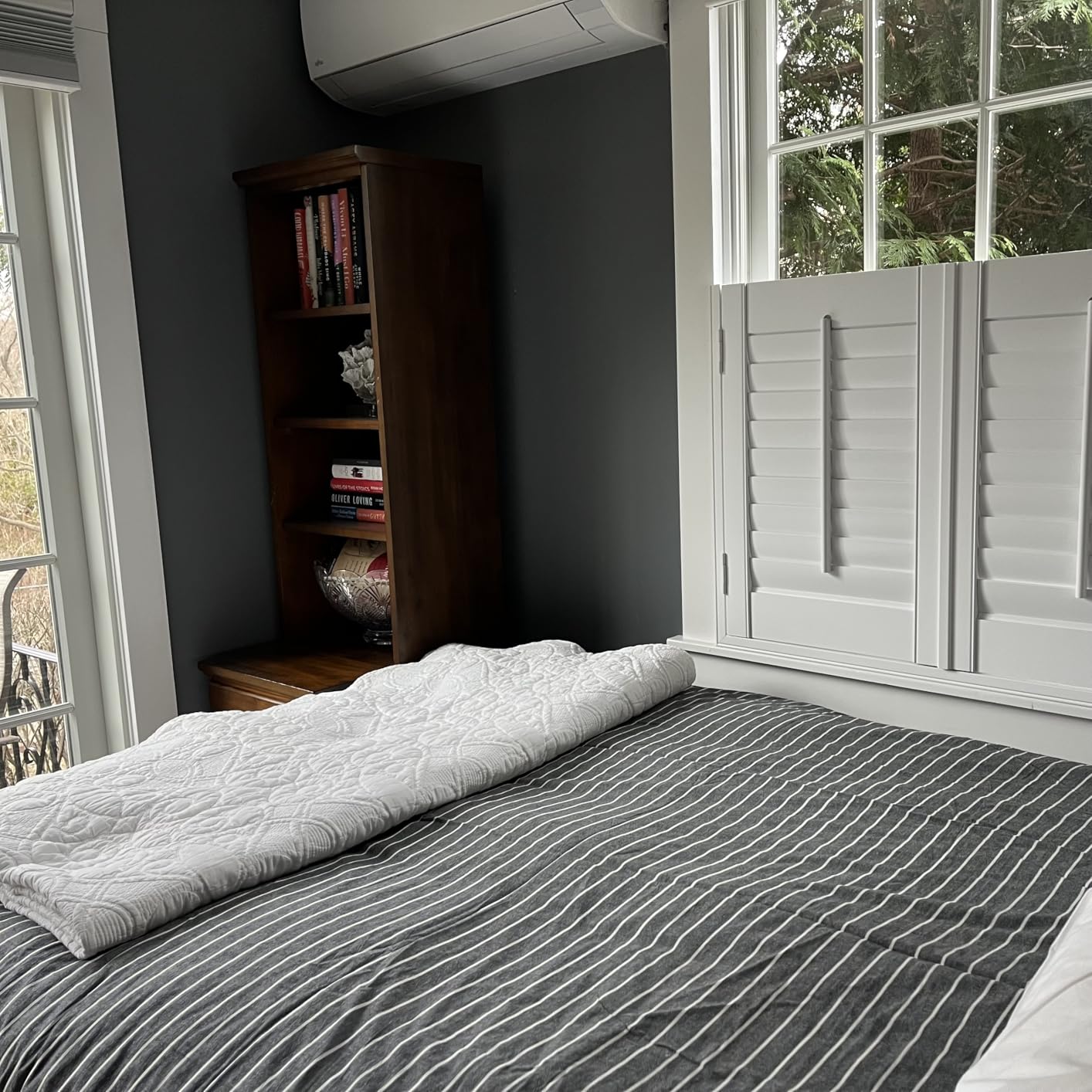 JELLYMONI 100% Washed Cotton Striped Duvet Cover Set Queen, Linen-Like customer photo 2