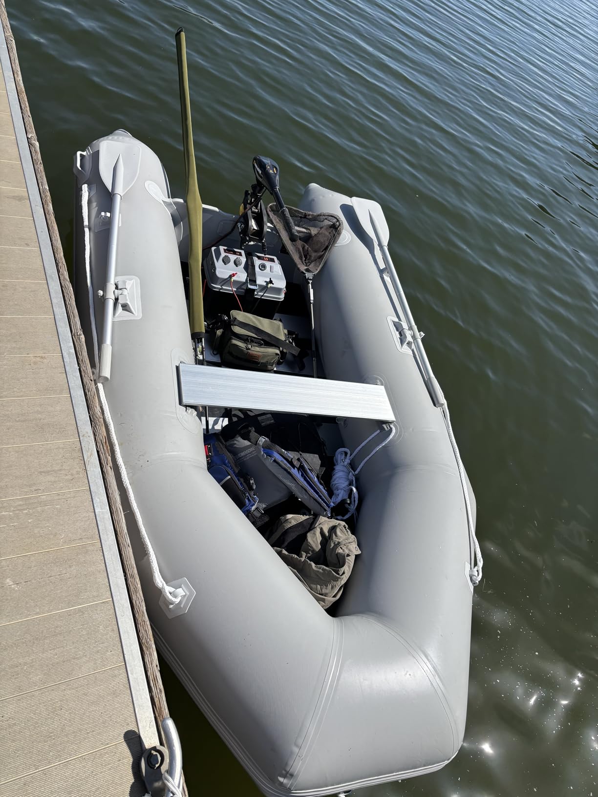 CO-Z 10ft Inflatable Dinghy Boat for 4 Adults, 990lb PVC Raft with Oars | 1000D PVC, aluminum floor & oars, motor mount to 15hp, 3 air chambers, foot pump, carry bag, repair kit, fishing water sports customer photo 2