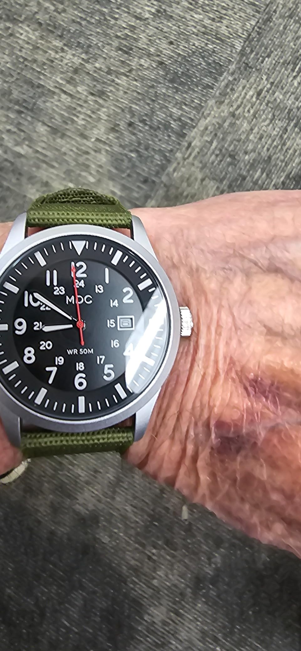 Infantry Mens Military Field Watch, Easy Read Large Face, 12/24H Nylon Band customer photo 2