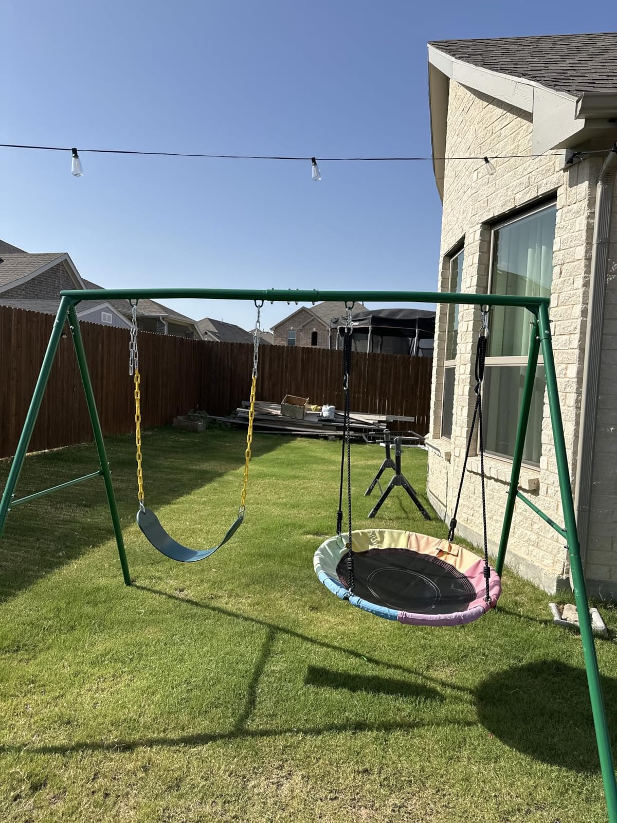 Trekassy 440lbs Swing Sets for Backyard, 2 Seat Saucer & Belt Swing - Green customer photo 1