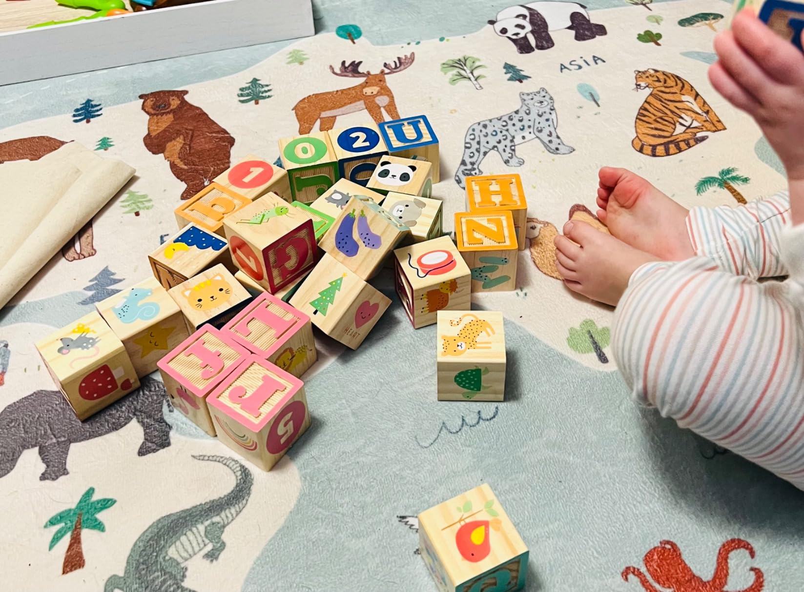 ABC Wooden Building Blocks for Toddlers 1-3 Large, 26 PCS Alphabet & Number Stacking Blocks, Educational Learning Toys for Boys Girls Kids Gifts 1.65'' customer photo 1
