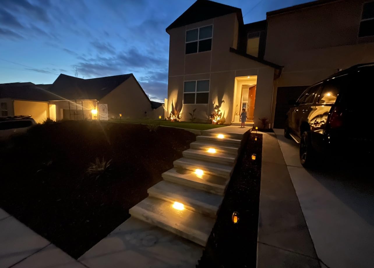 LEONLITE 8-Pack 7 Inch LED Hardscape Lighting, 3W/4W/5W, 2700K Soft White customer photo 1