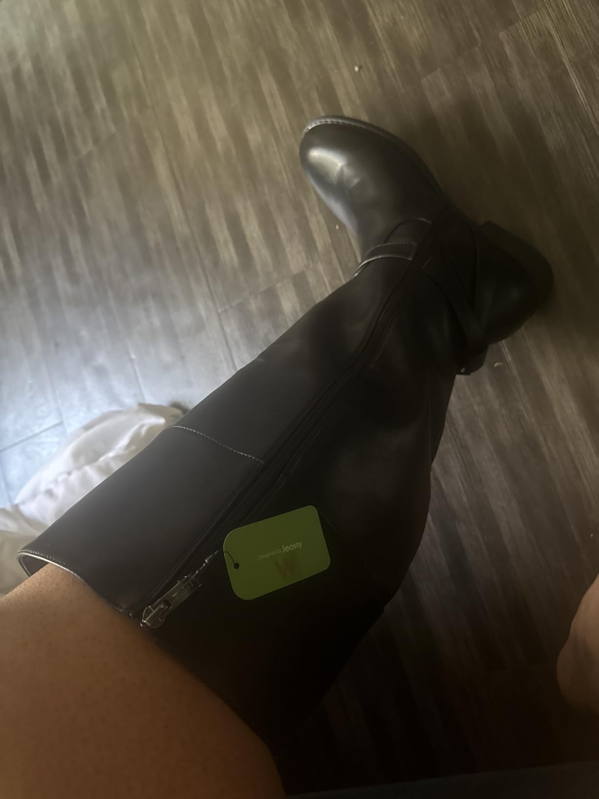 Jeossy Women's Knee High Riding Boots, Round Toe with Low Block Heel customer photo 2
