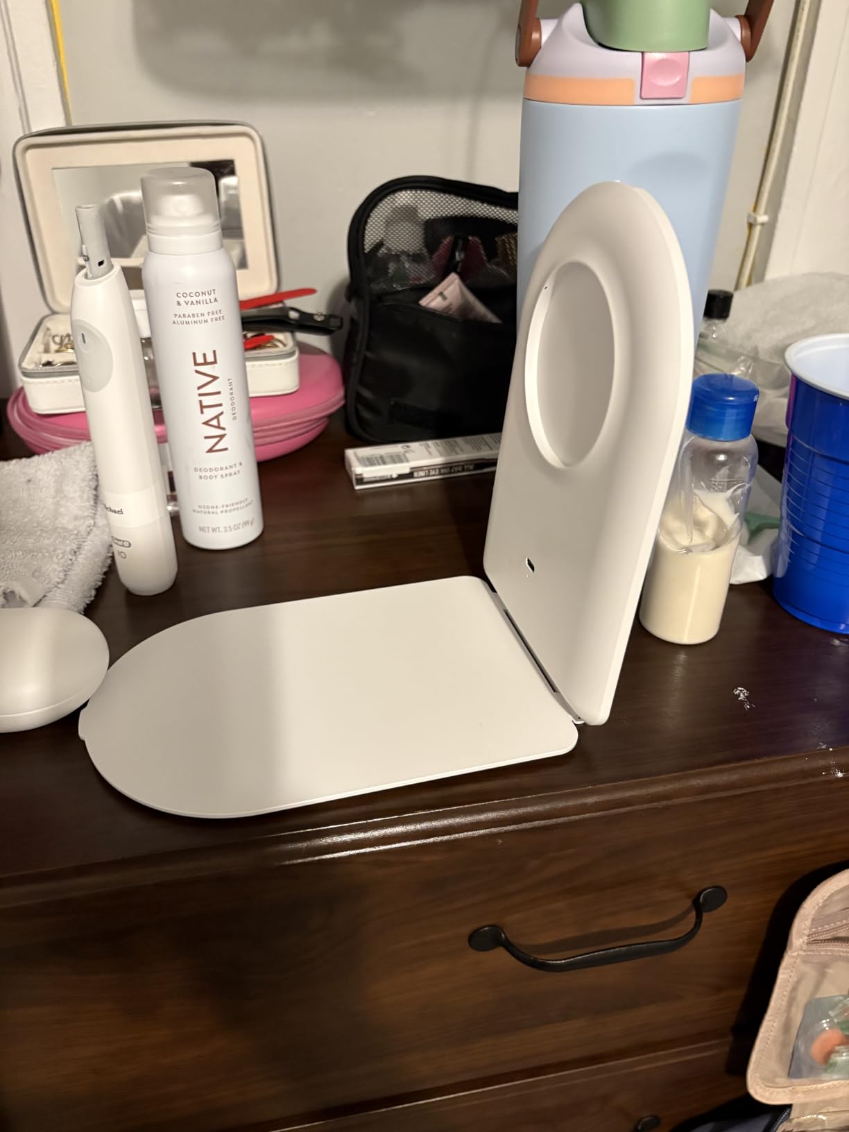 FUNTOUCH Rechargeable Travel Makeup Mirror with 72 Led Lights | Portable Lighted Beauty Mirror, 3 Color Lighting, Dimmable Touch Screen, Tabletop LED Folding Cosmetic Vanity Mirror customer photo 1